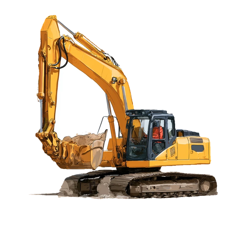 Yellow tracked excavator — B&K Hume groundworks plant